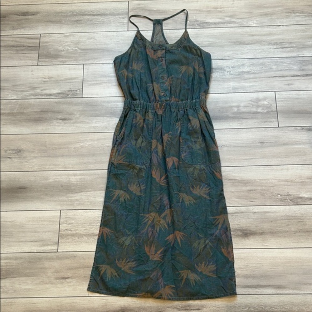 PRANA Sky Haven Dress washed leaves organic cotton size small NWT